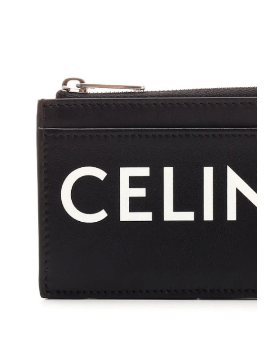 Zipped Card Holder In Smooth Calfskin With Celine Print