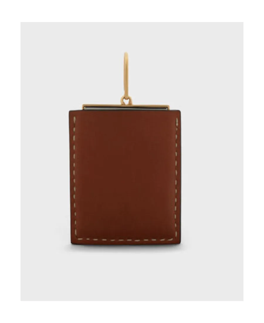 Separables Leather Mirror Pendant In Calfskin, Brass With Gold Finish And Steel
