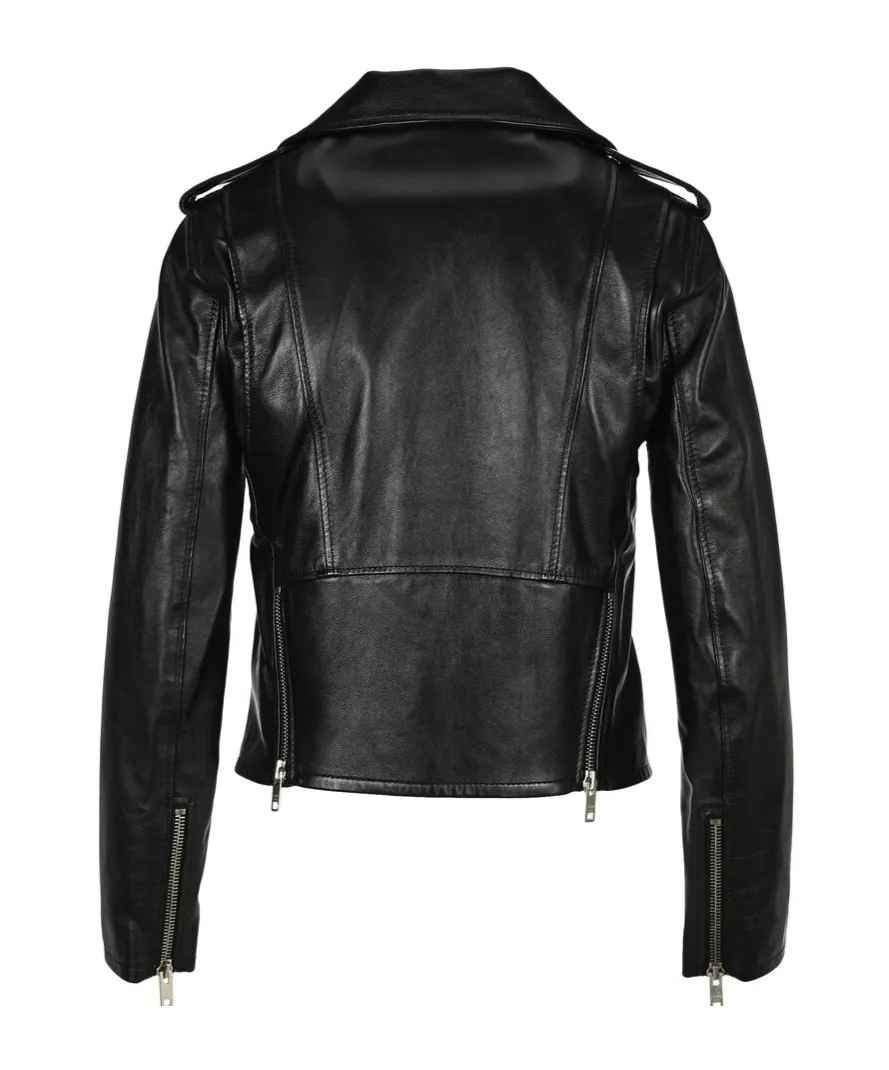 Long-Sleeved Leather Jacket