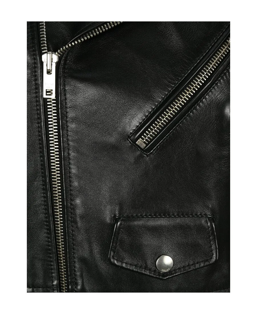 Long-Sleeved Leather Jacket
