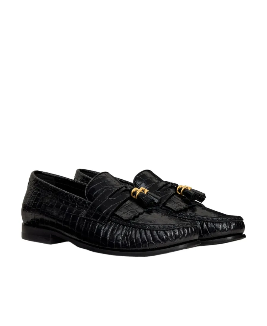 Luco Loafer With Triomphe Tassels In Crocodile Stamped Calfskin