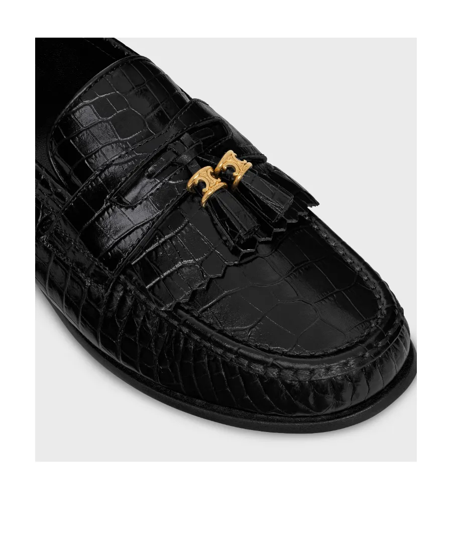 Luco Loafer With Triomphe Tassels In Crocodile Stamped Calfskin