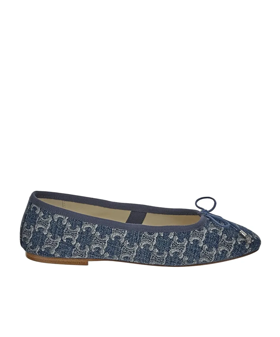 Les Ballerines With Triomphe Laces In Triomphe Stamped Denim