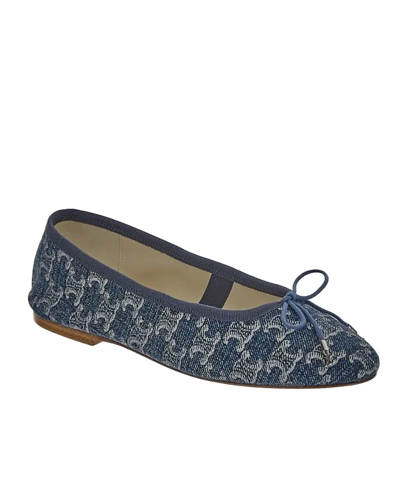 Les Ballerines With Triomphe Laces In Triomphe Stamped Denim