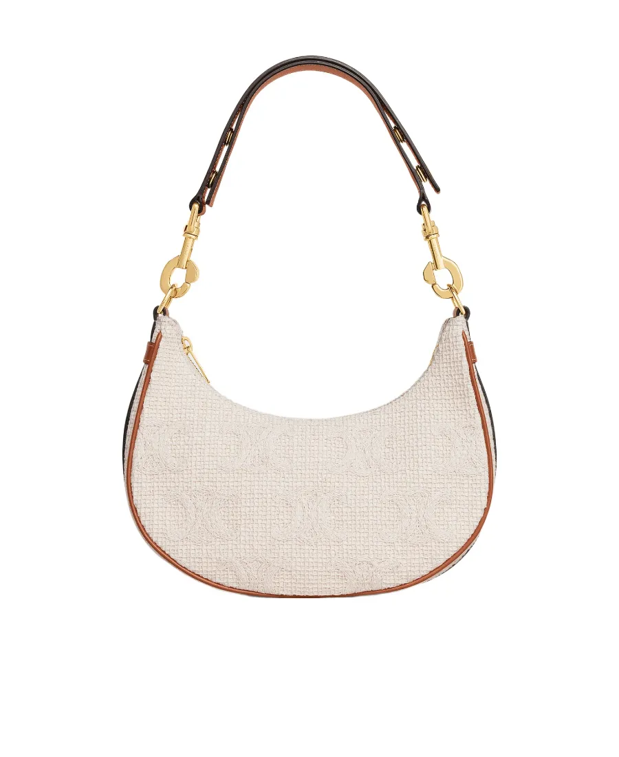 Medium Ava Strap Bag In Textile With Triomphe Crochet Embroidery