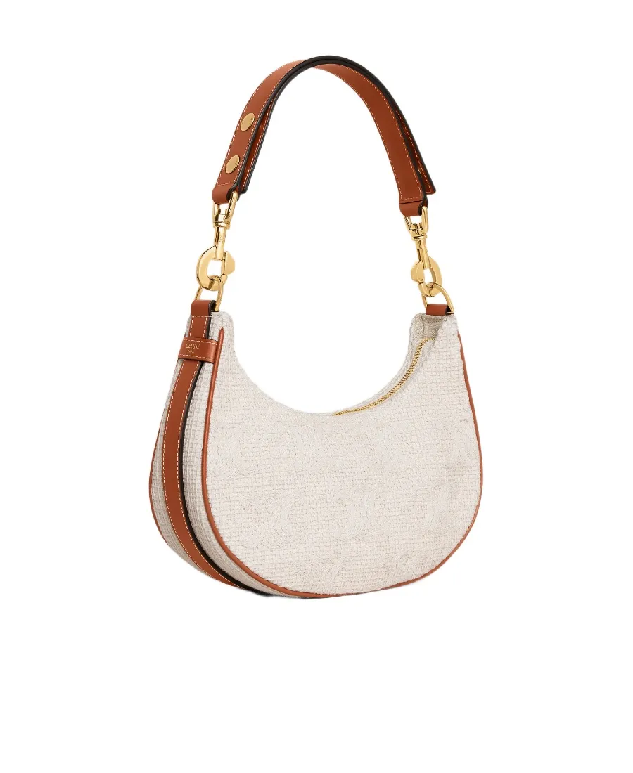 Medium Ava Strap Bag In Textile With Triomphe Crochet Embroidery