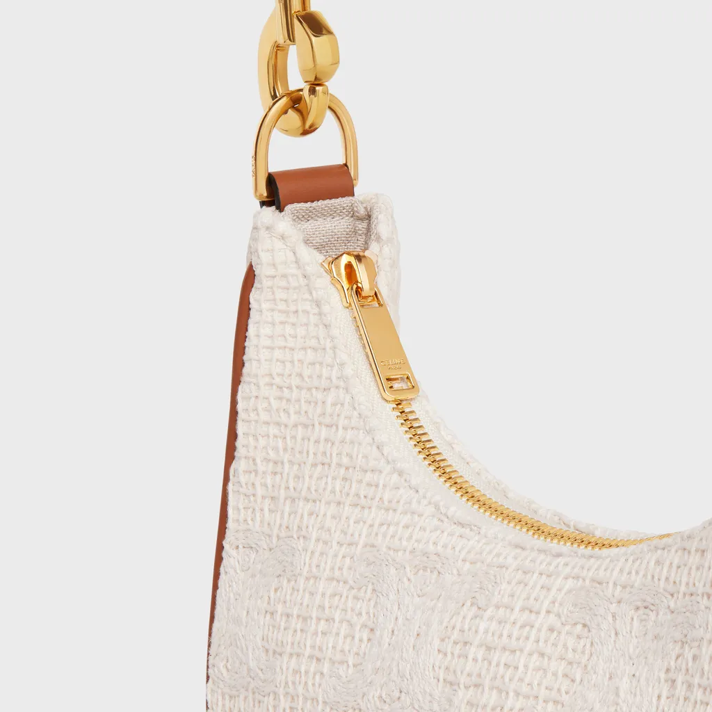 Medium Ava Strap Bag In Textile With Triomphe Crochet Embroidery