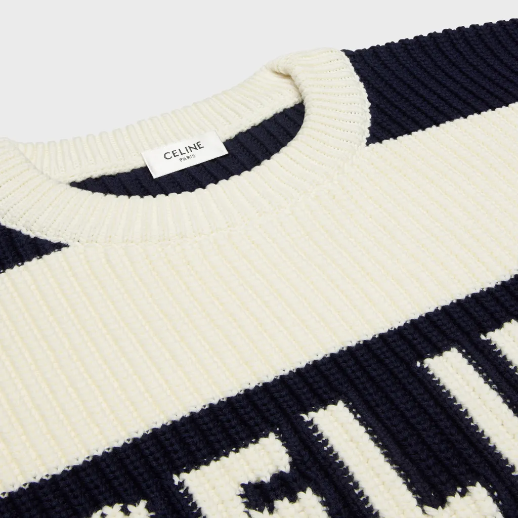 Oversized Sweater In Striped Cotton