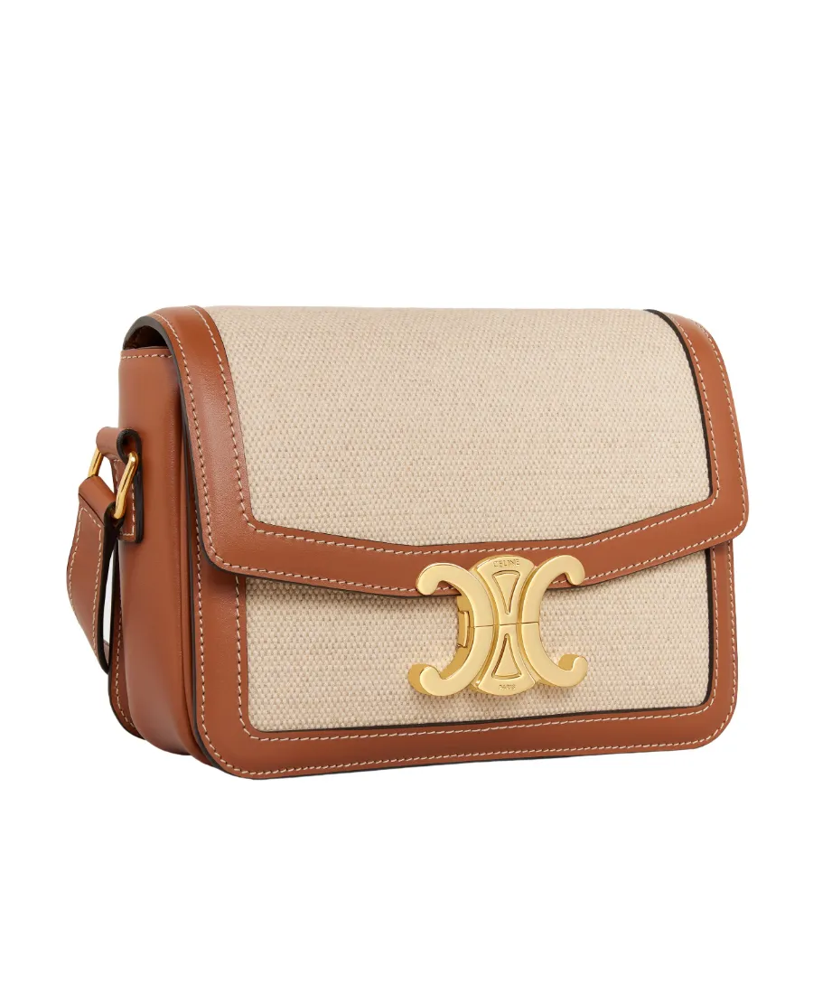 Teen Triomphe Bag In Textile And Calfskin
