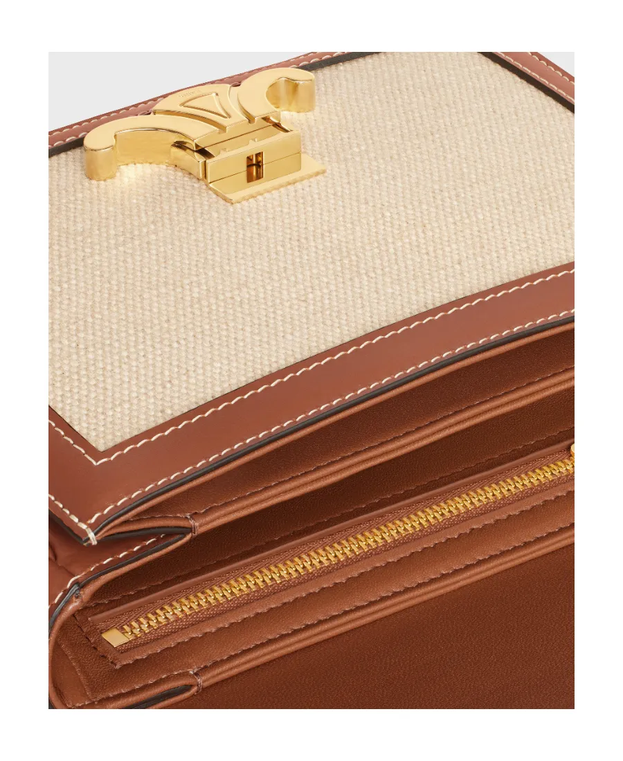 Teen Triomphe Bag In Textile And Calfskin