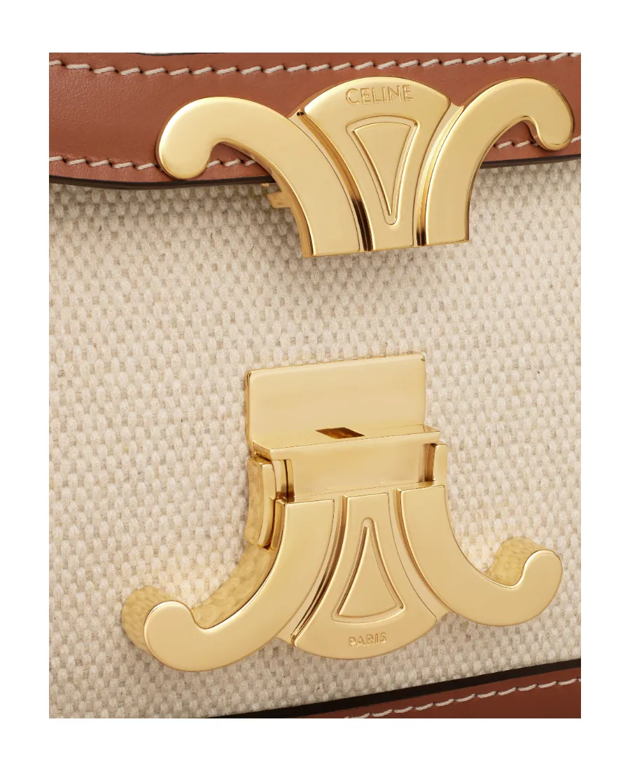 Teen Triomphe Bag In Textile And Calfskin
