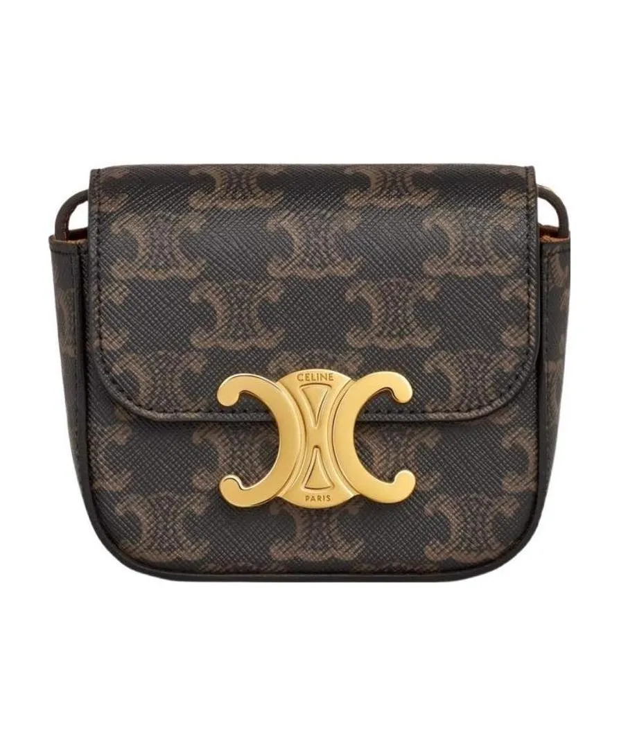 Mini Claude Shoulder Bag In Triomphe Canvas And Calfskin