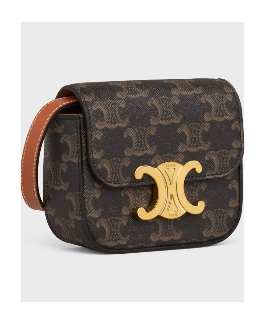 Mini Claude Shoulder Bag In Triomphe Canvas And Calfskin