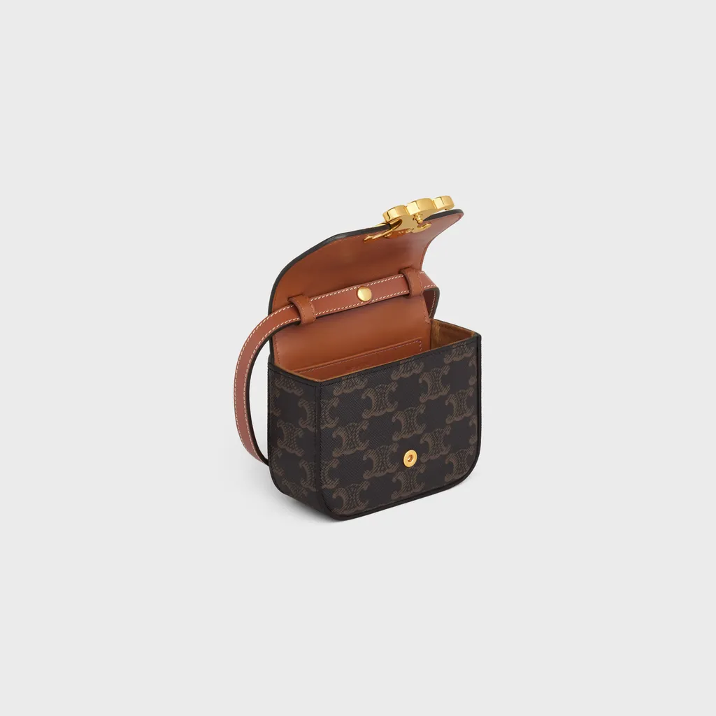Mini Claude Shoulder Bag In Triomphe Canvas And Calfskin