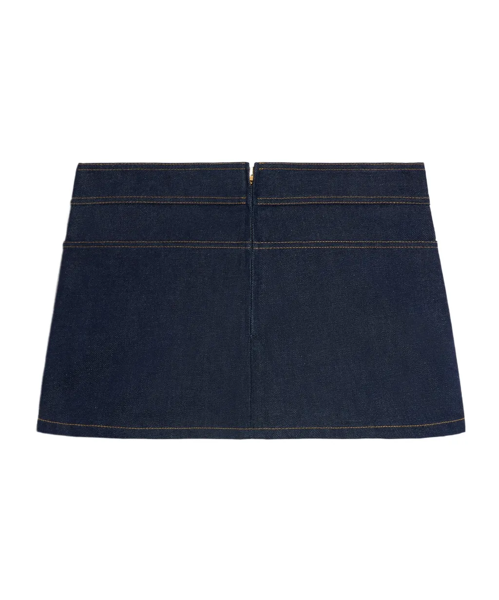 Trapeze Mini Skirt In Raw Wash Denim
