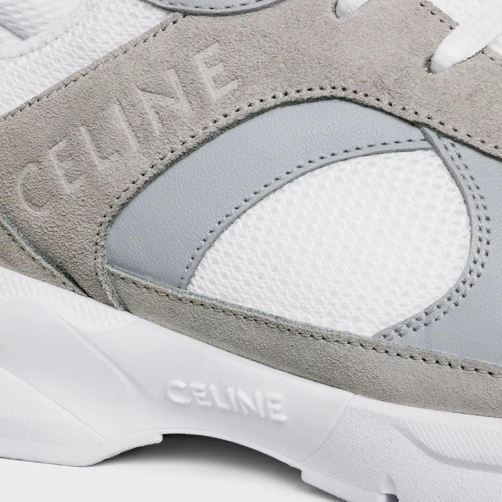 Runner Cr-03 Low Lace-Up Sneaker In Suede Calfskin, Mesh And Calfskin