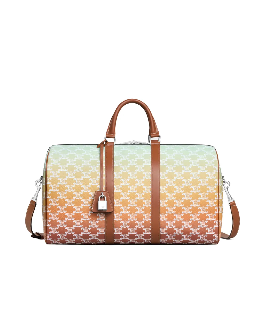Medium Travel Bag In Triomphe Canvas Sunset And Calfskin