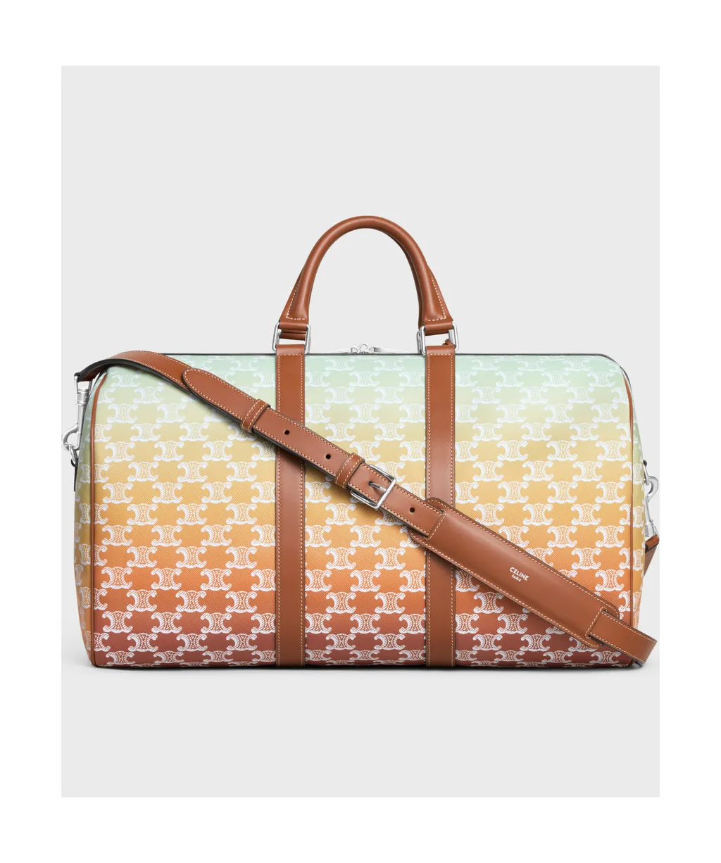 Medium Travel Bag In Triomphe Canvas Sunset And Calfskin