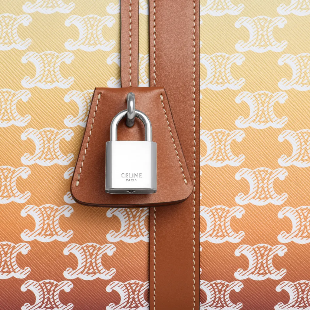 Medium Travel Bag In Triomphe Canvas Sunset And Calfskin