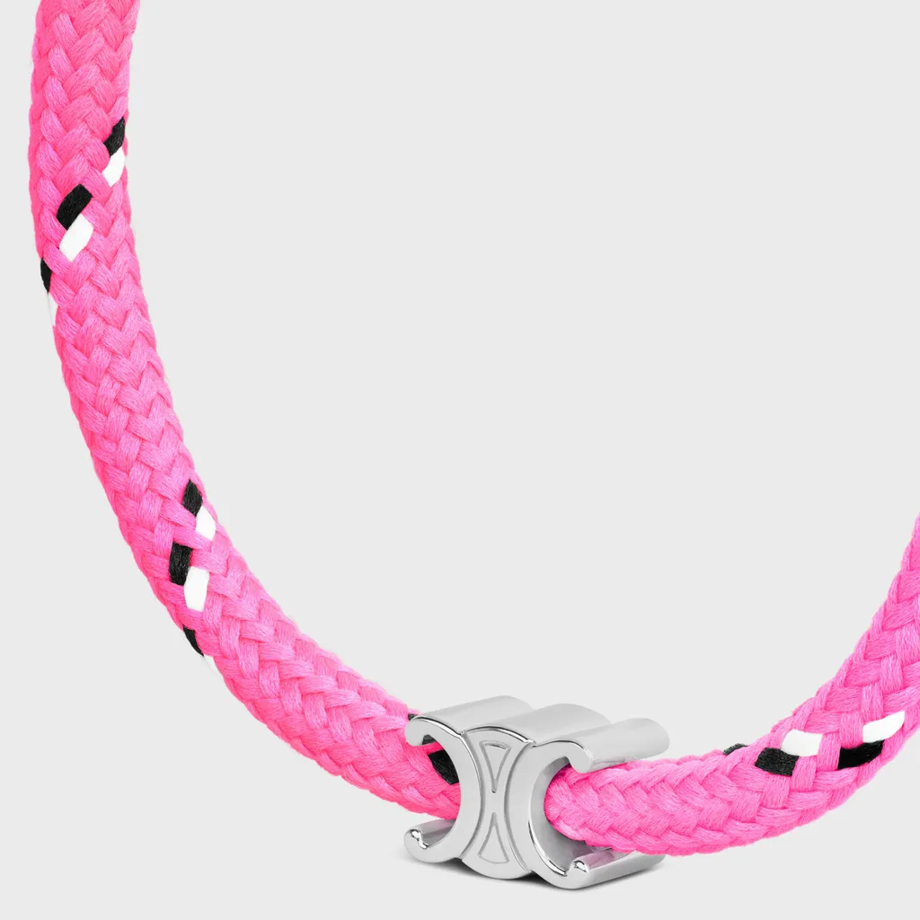 Triomphe Beach Bracelet In Polyester And Brass With Rhodium Finish