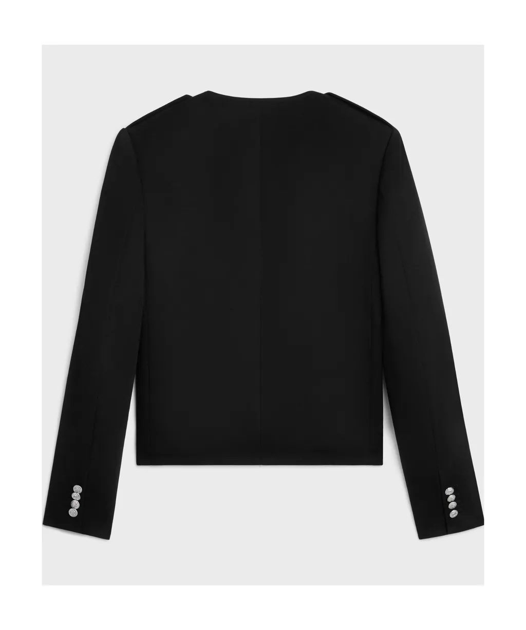Military Jacket In Diagonal Wool