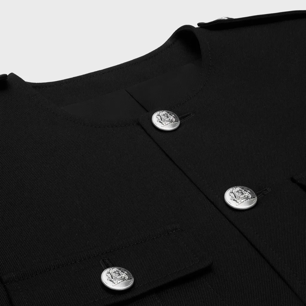 Military Jacket In Diagonal Wool
