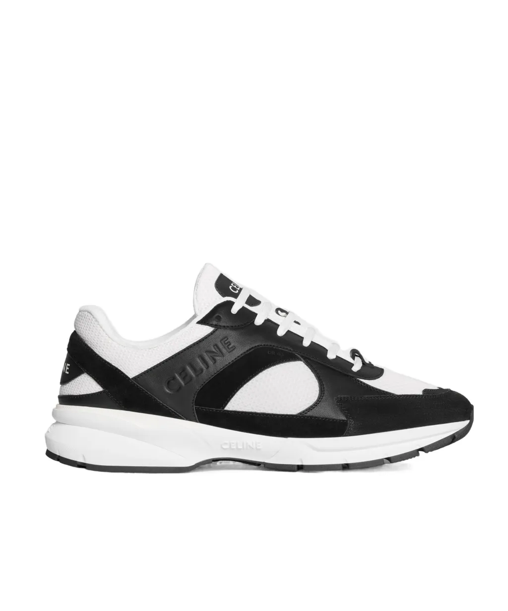 Runner Cr-03 Low Lace-Up Sneaker In Mesh, Calfskin And Suede Calfskin