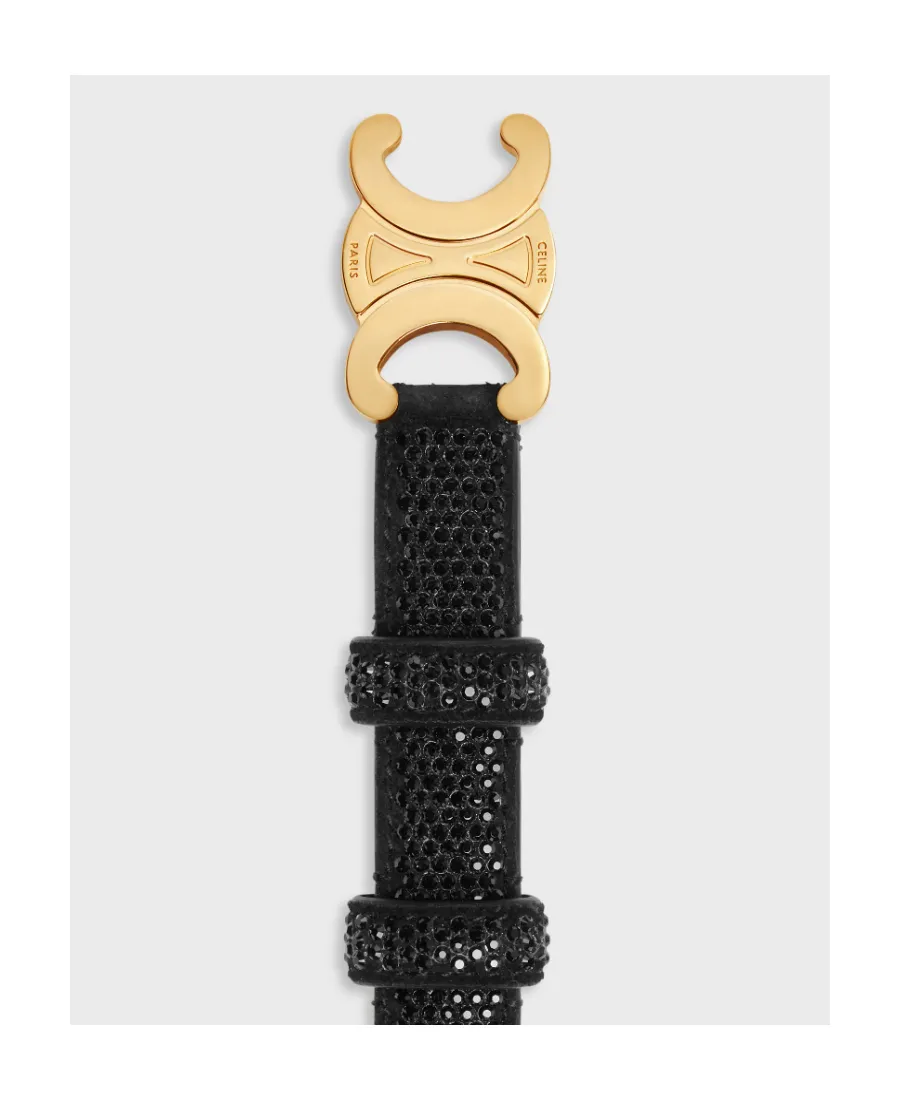 Small 18Mm Triomphe Belt In Suede Calfskin With Strass