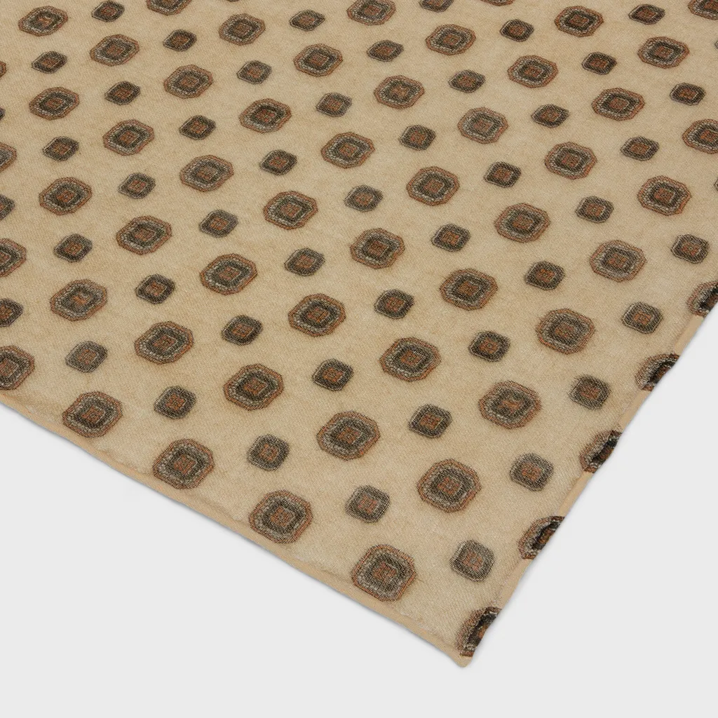 Stole In Biscotto-Print Cashmere Muslin