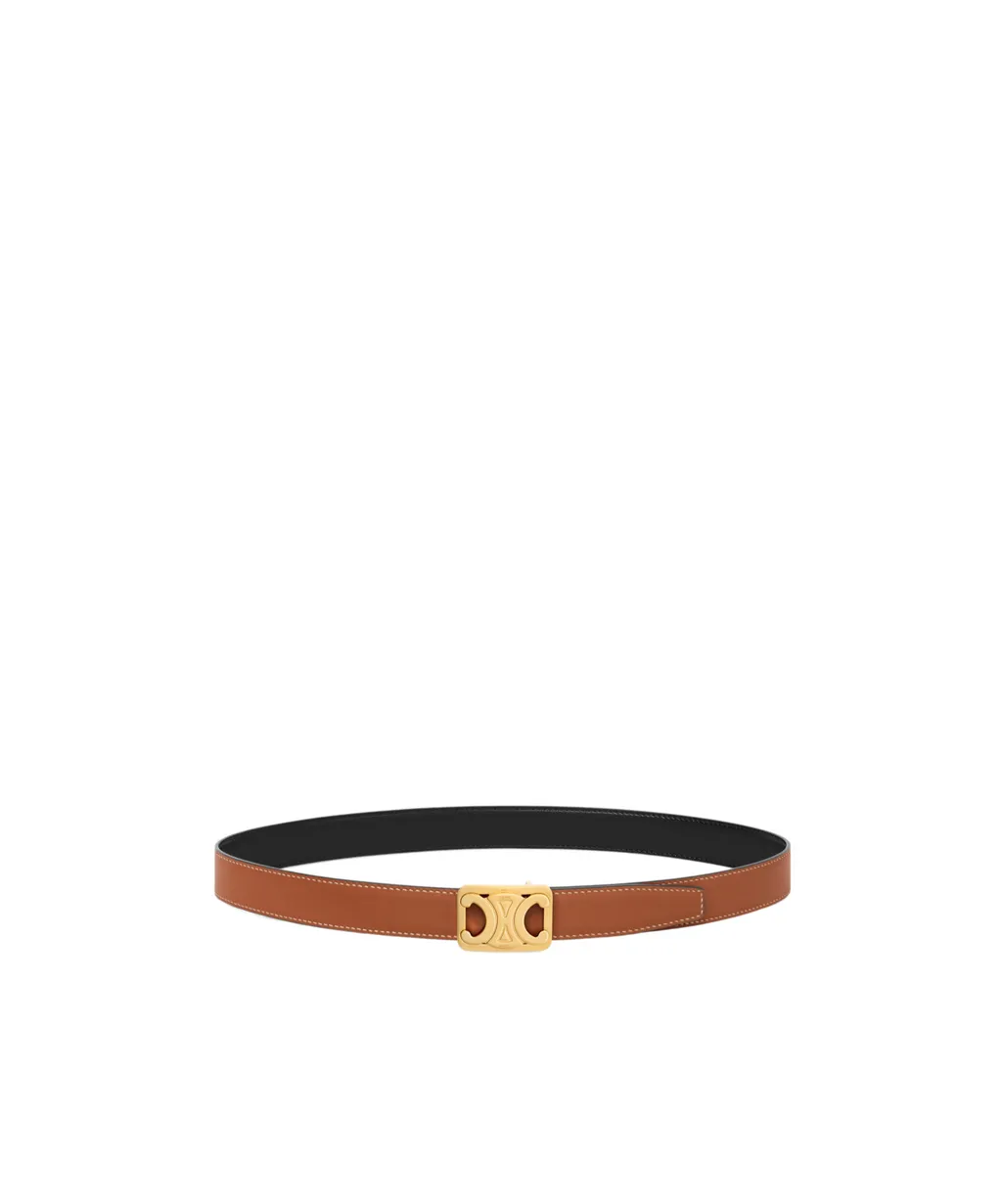 Medium 25Mm Reversible Framed Triomphe Belt In Taurillon And Natural Calfskin