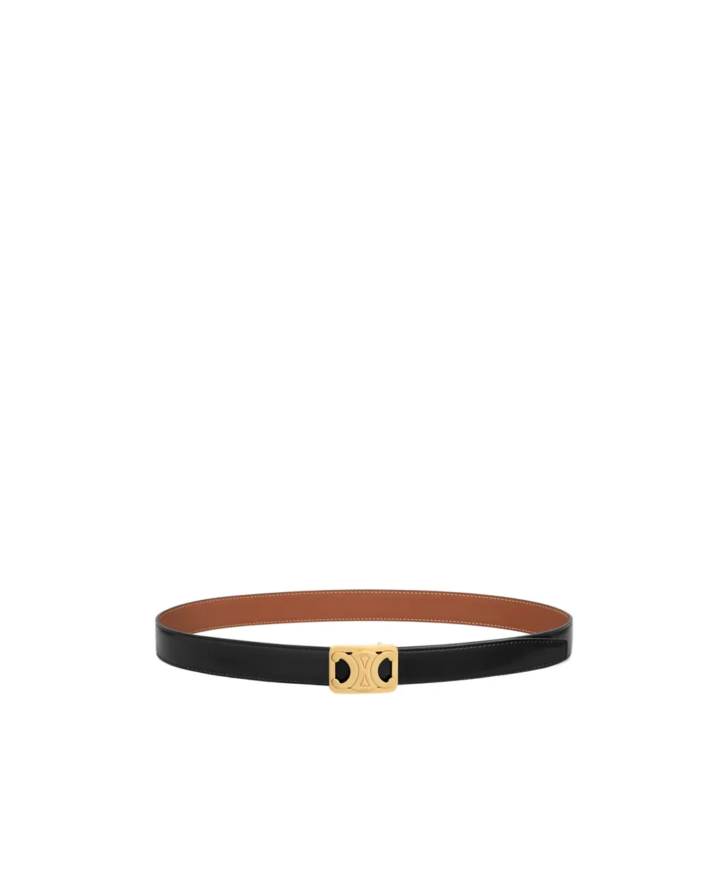Medium 25Mm Reversible Framed Triomphe Belt In Taurillon And Natural Calfskin