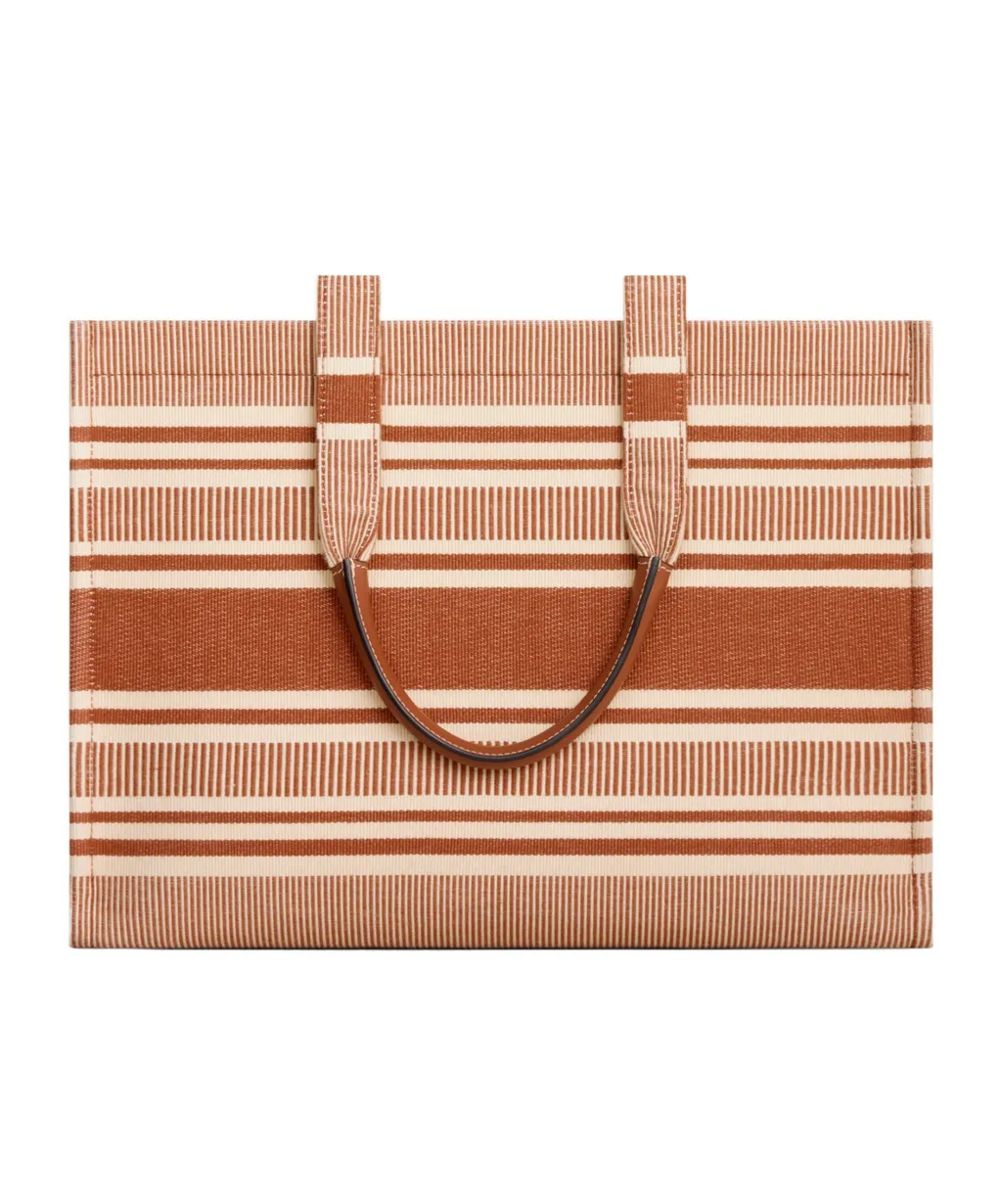 Large Cabas Thais In Striped Textile