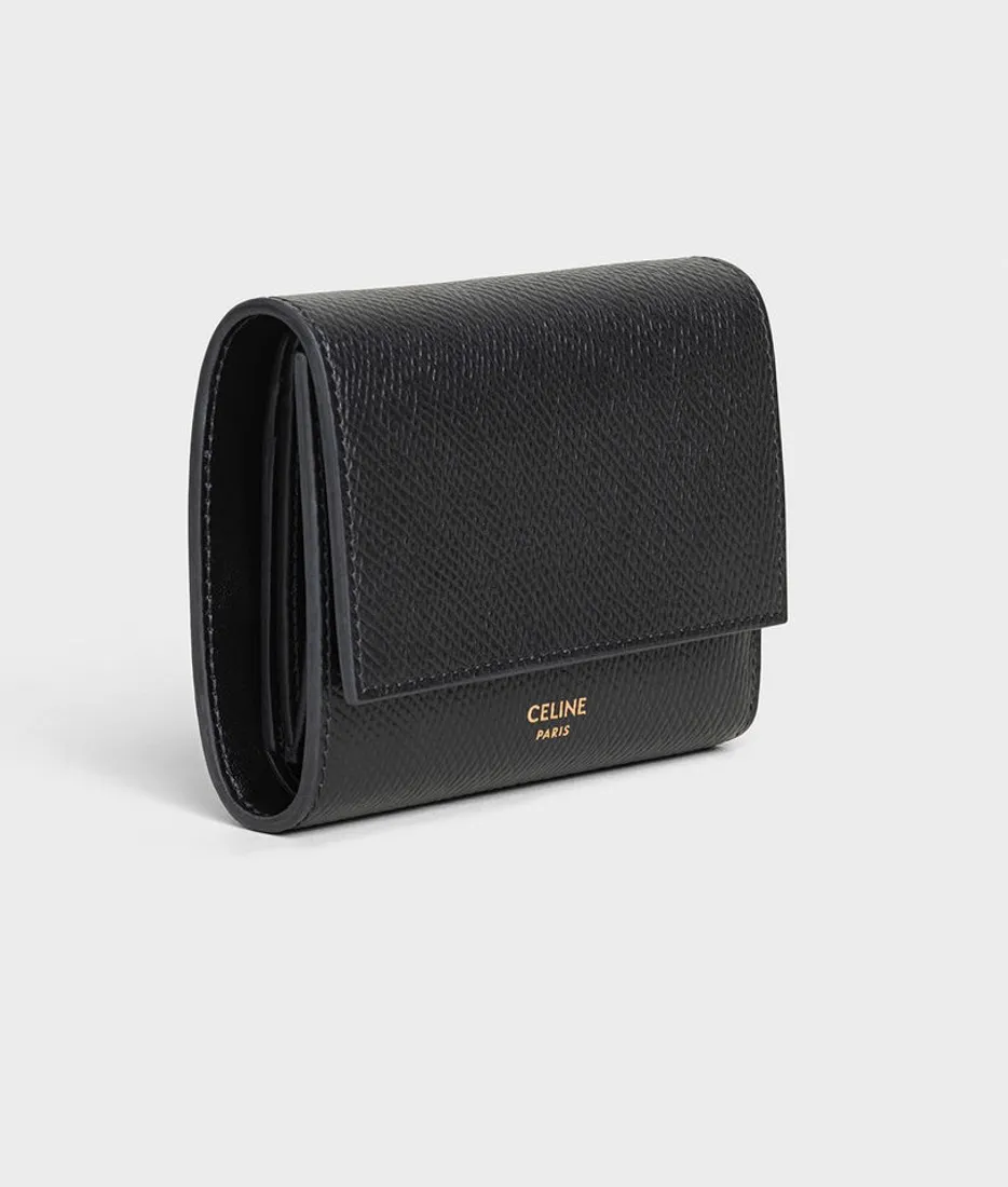Small Trifold Wallet In Grained Calfskin