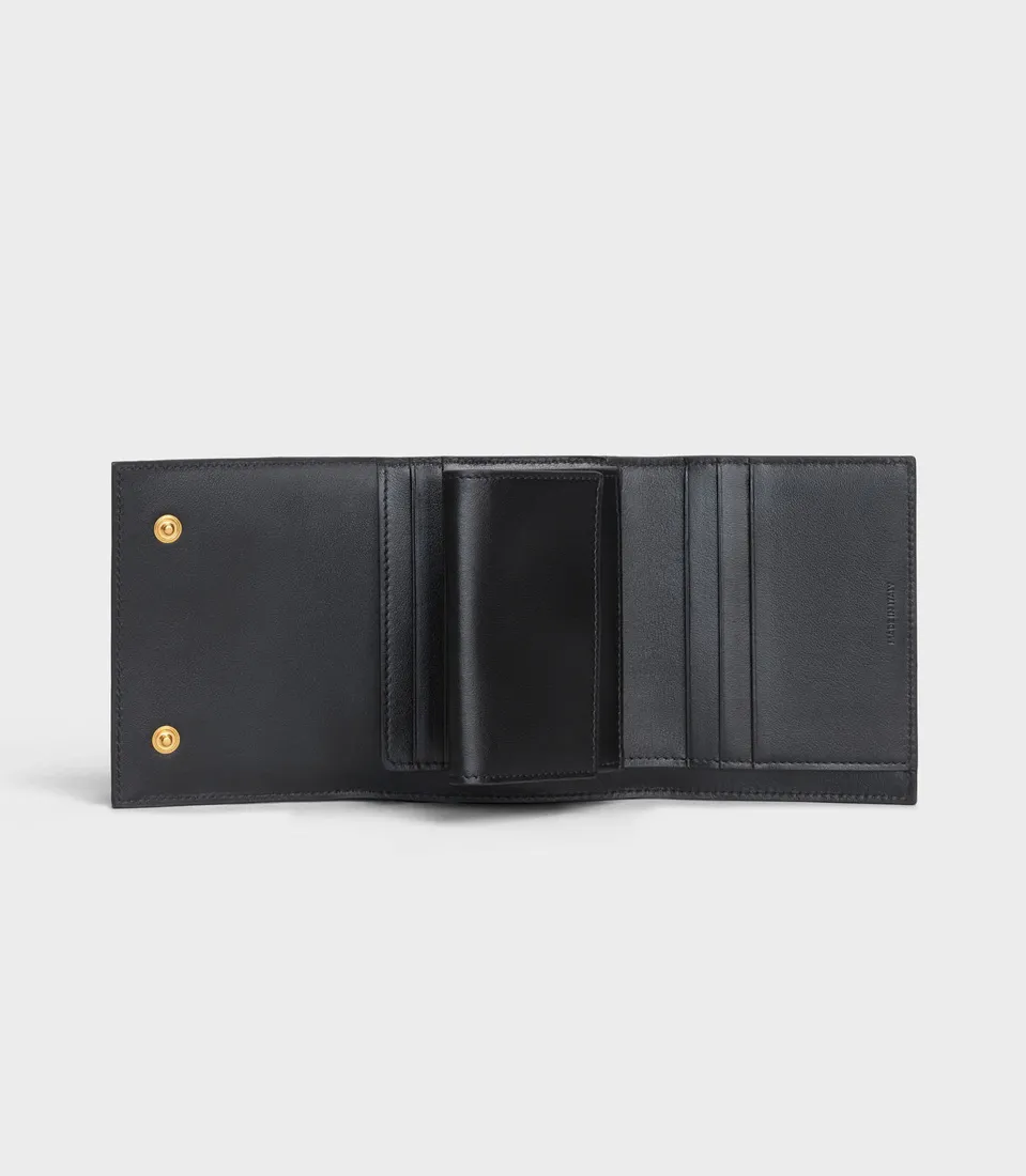 Small Trifold Wallet In Grained Calfskin