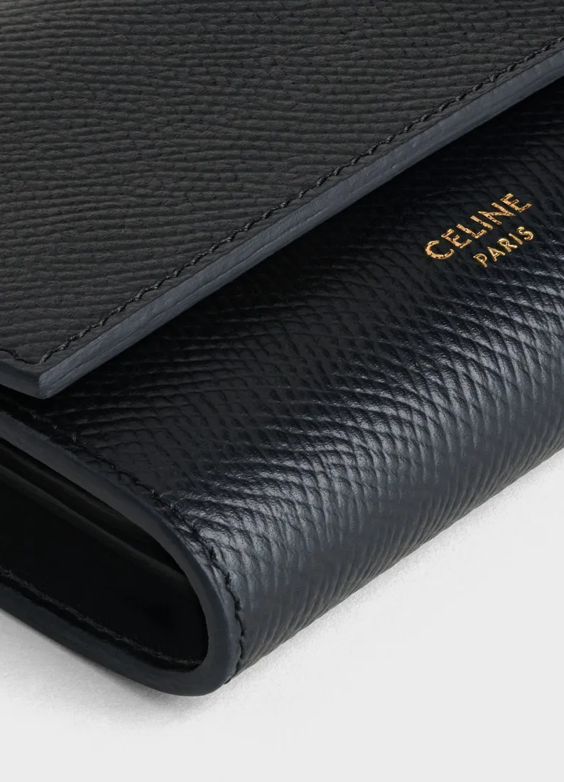 Small Trifold Wallet In Grained Calfskin