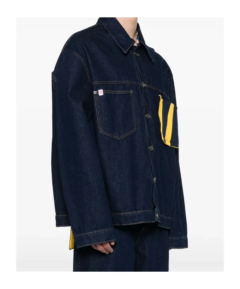 Knitted-Patch Denim Jacket
