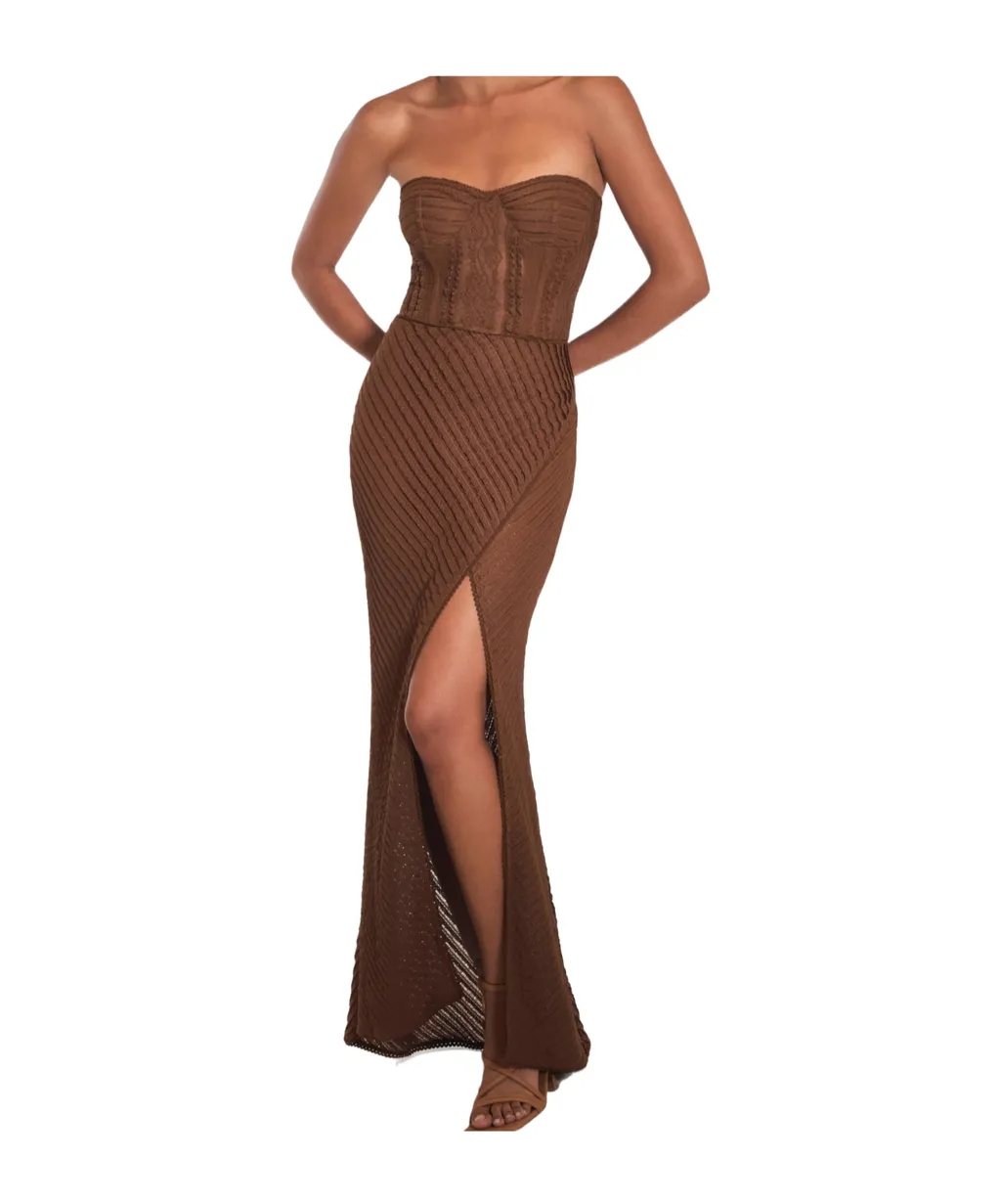 Strapless Mesh Maxi Dress