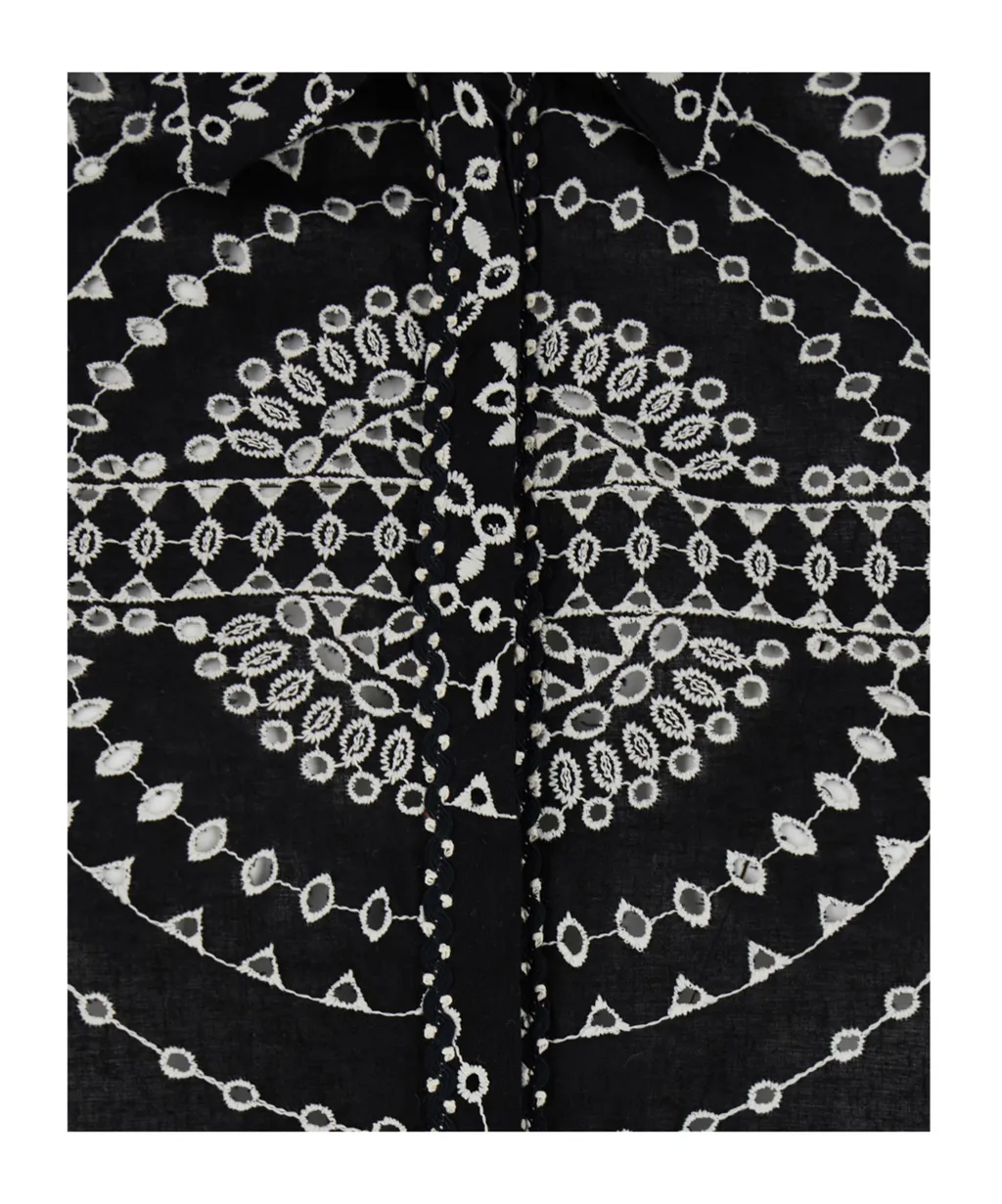 Emmie Cropped Blouse With Embroidery