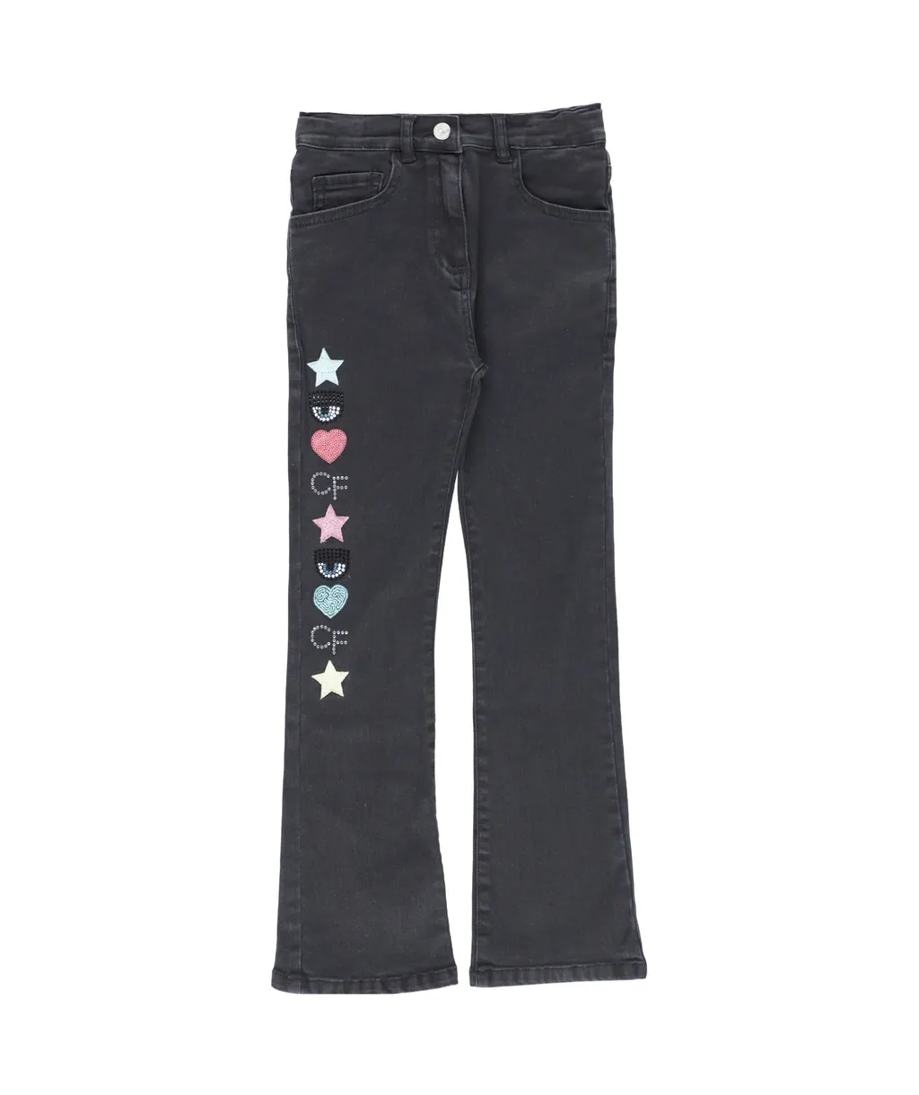 Embellished Stretch Flared Jeans