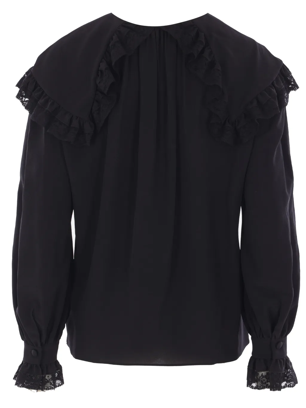 Oversized Collar Lace-Detailed Blouse