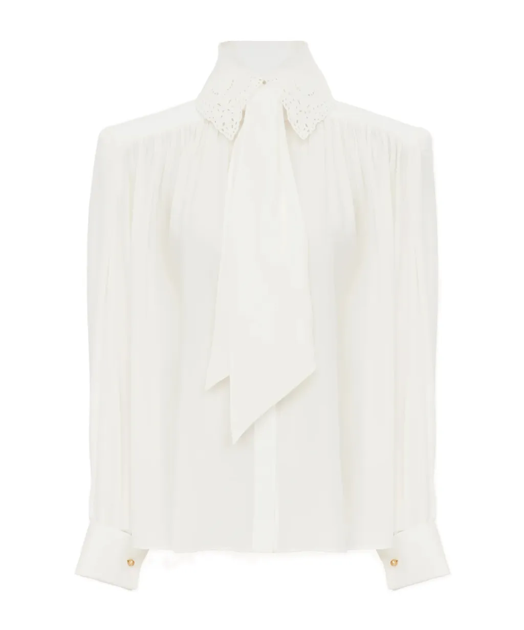 Lace Collared Long-Sleeve Shirt