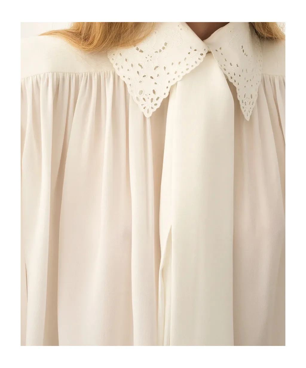 Lace Collared Long-Sleeve Shirt