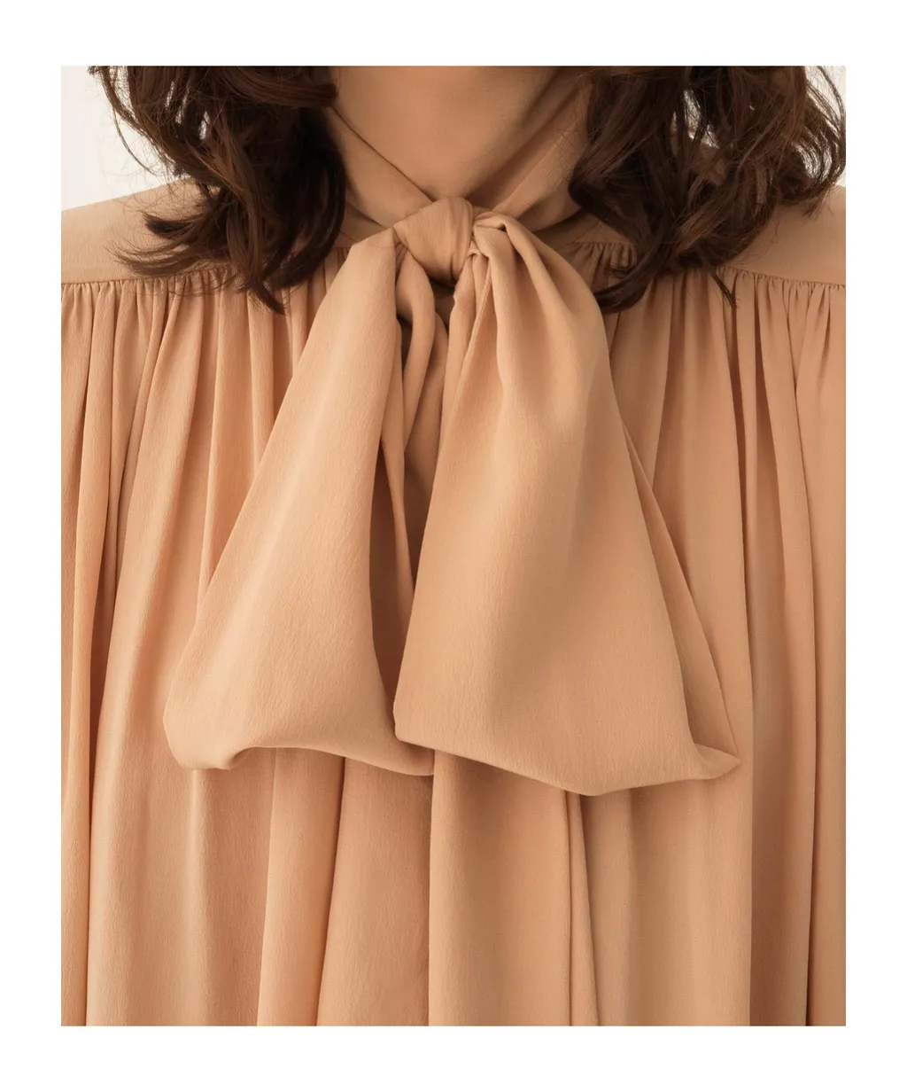 Long-Sleeve Blouse With Bow Tie