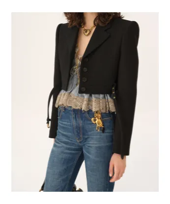 Cropped Spencer Jacket In Wool CrÊPe