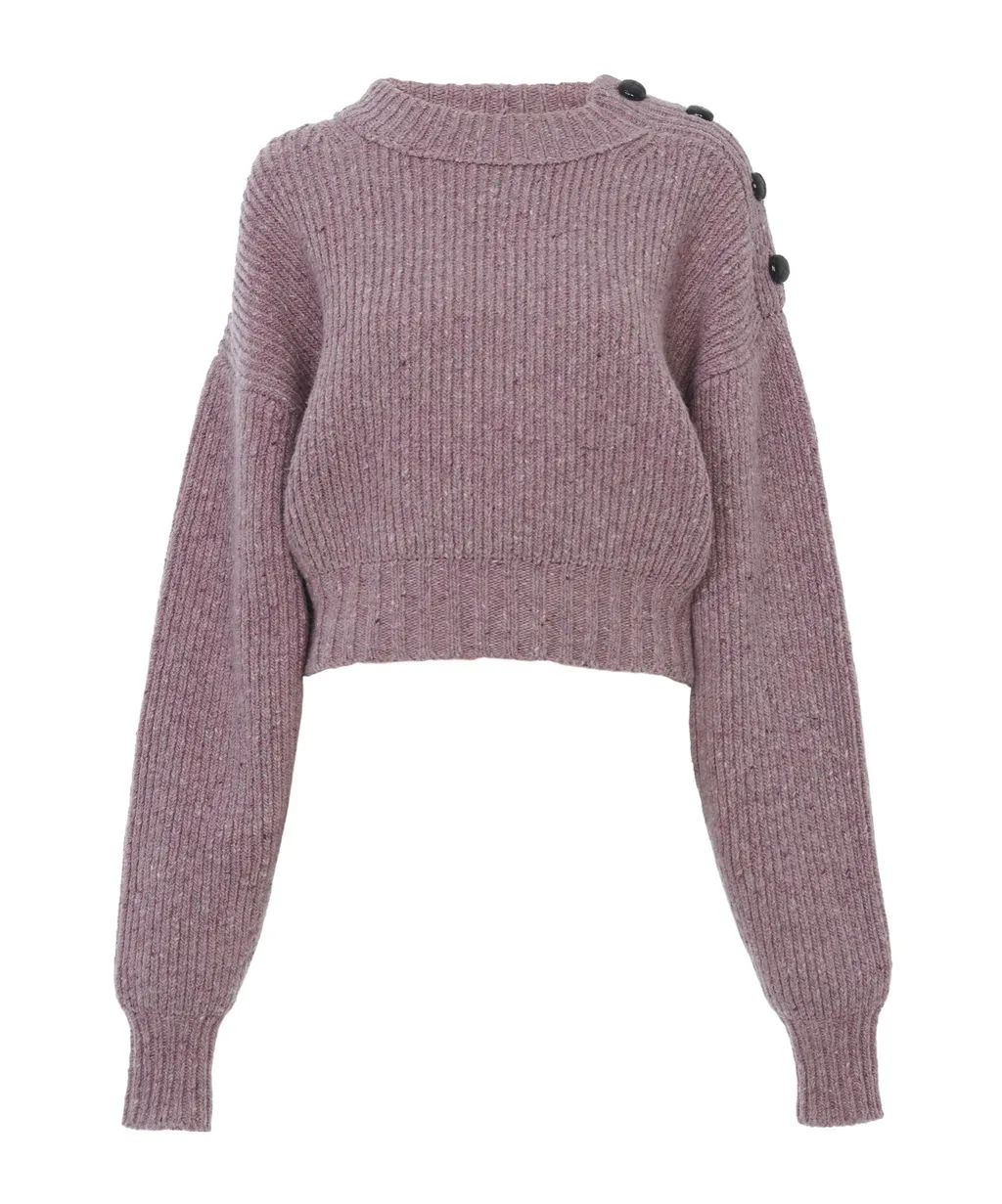 Mock-Neck Cropped Knit Jumper