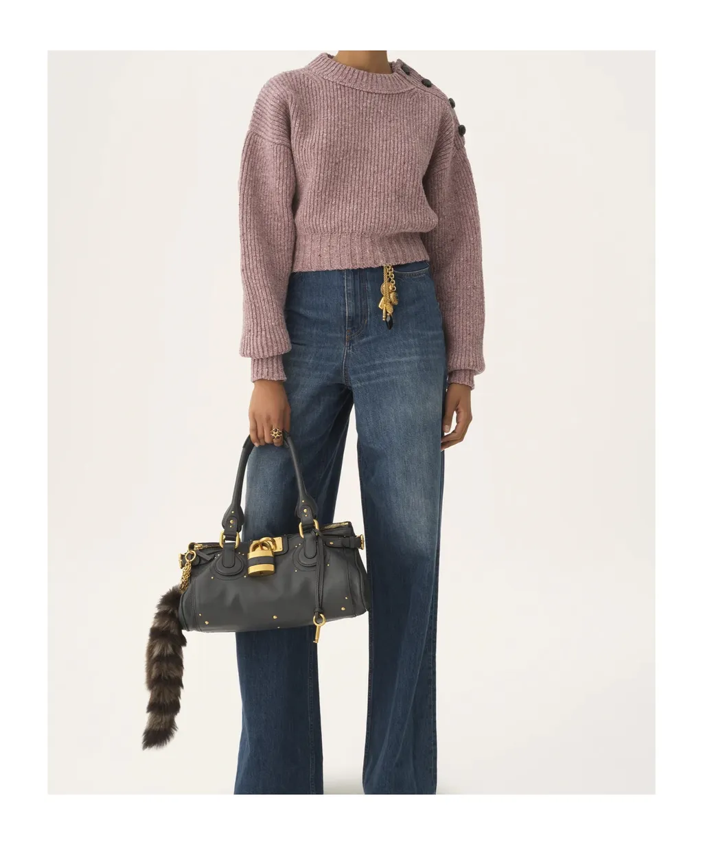Mock-Neck Cropped Knit Jumper