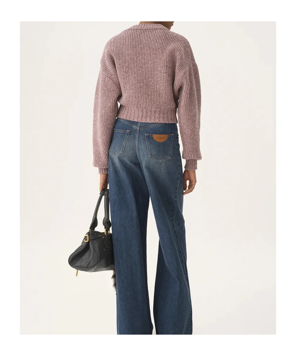 Mock-Neck Cropped Knit Jumper