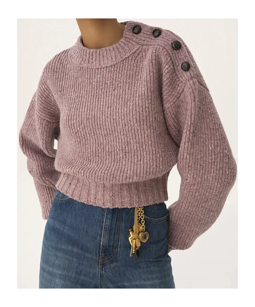 Mock-Neck Cropped Knit Jumper