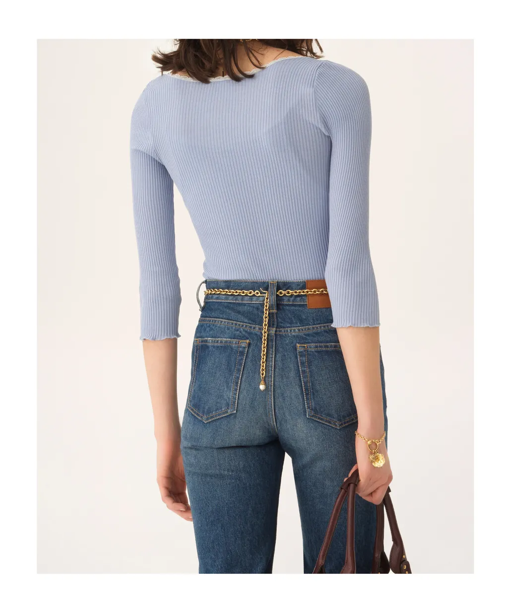 Lace-Trimmed Button Top