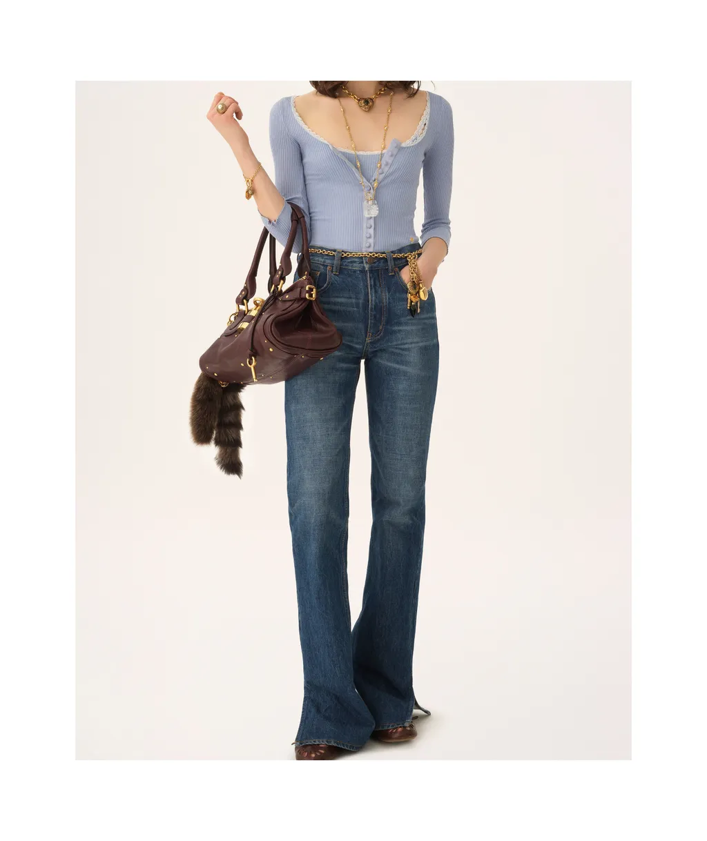 Lace-Trimmed Button Top